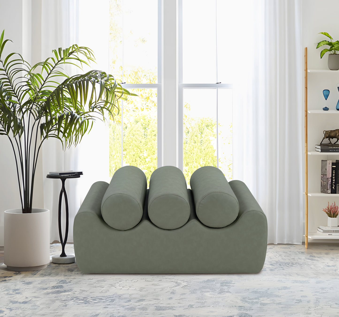 revive green vegan leather bench