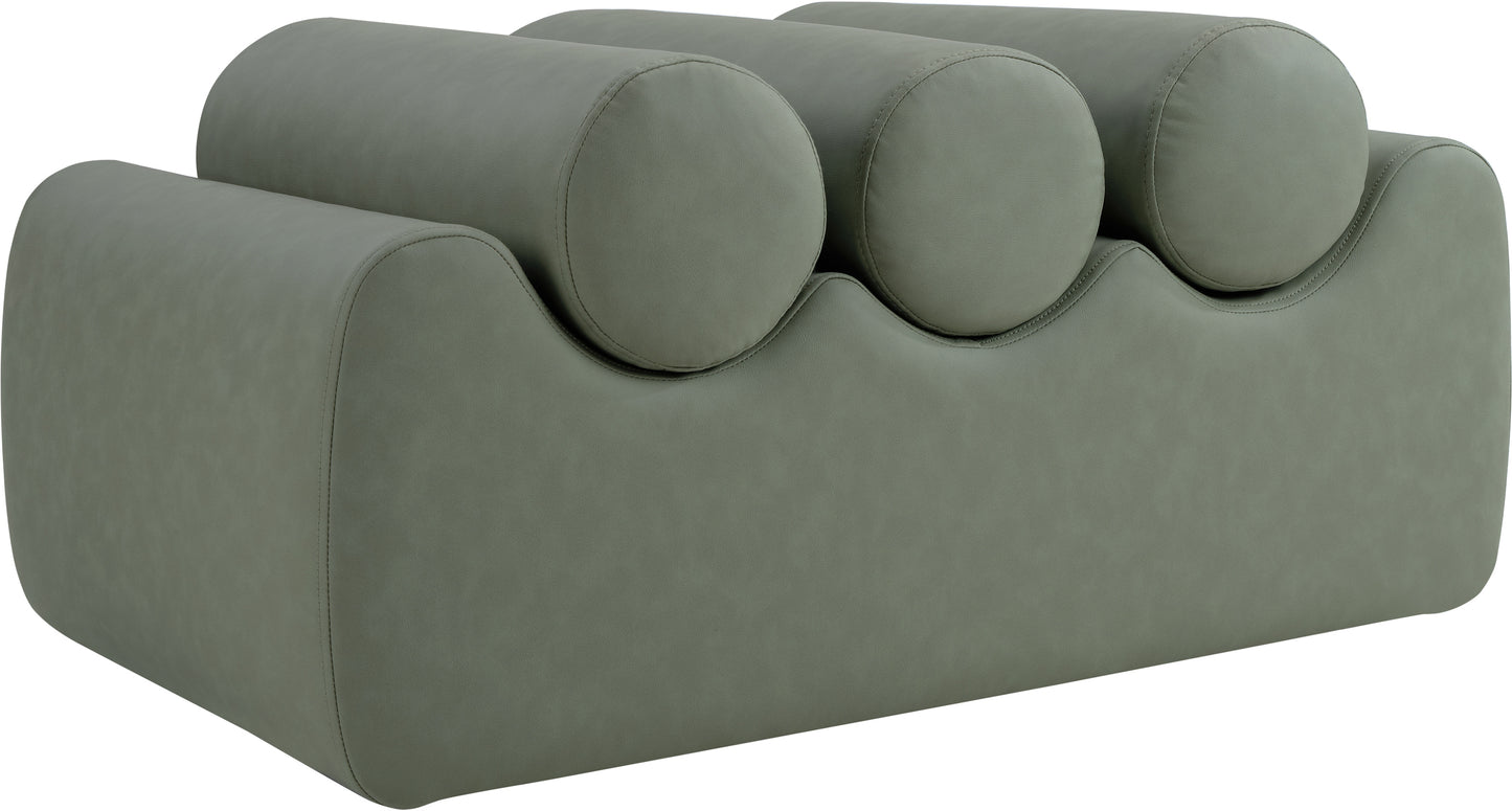 revive green vegan leather bench