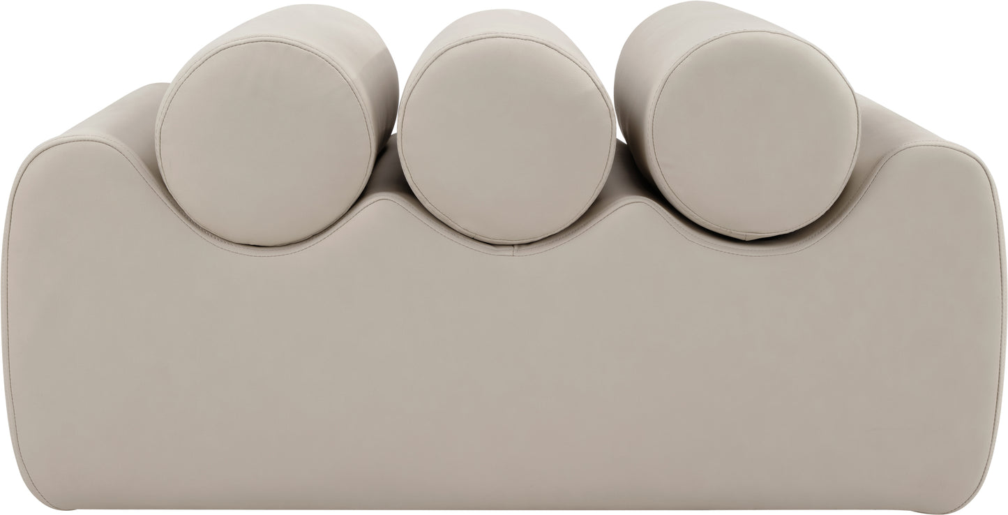 revive taupe vegan leather bench