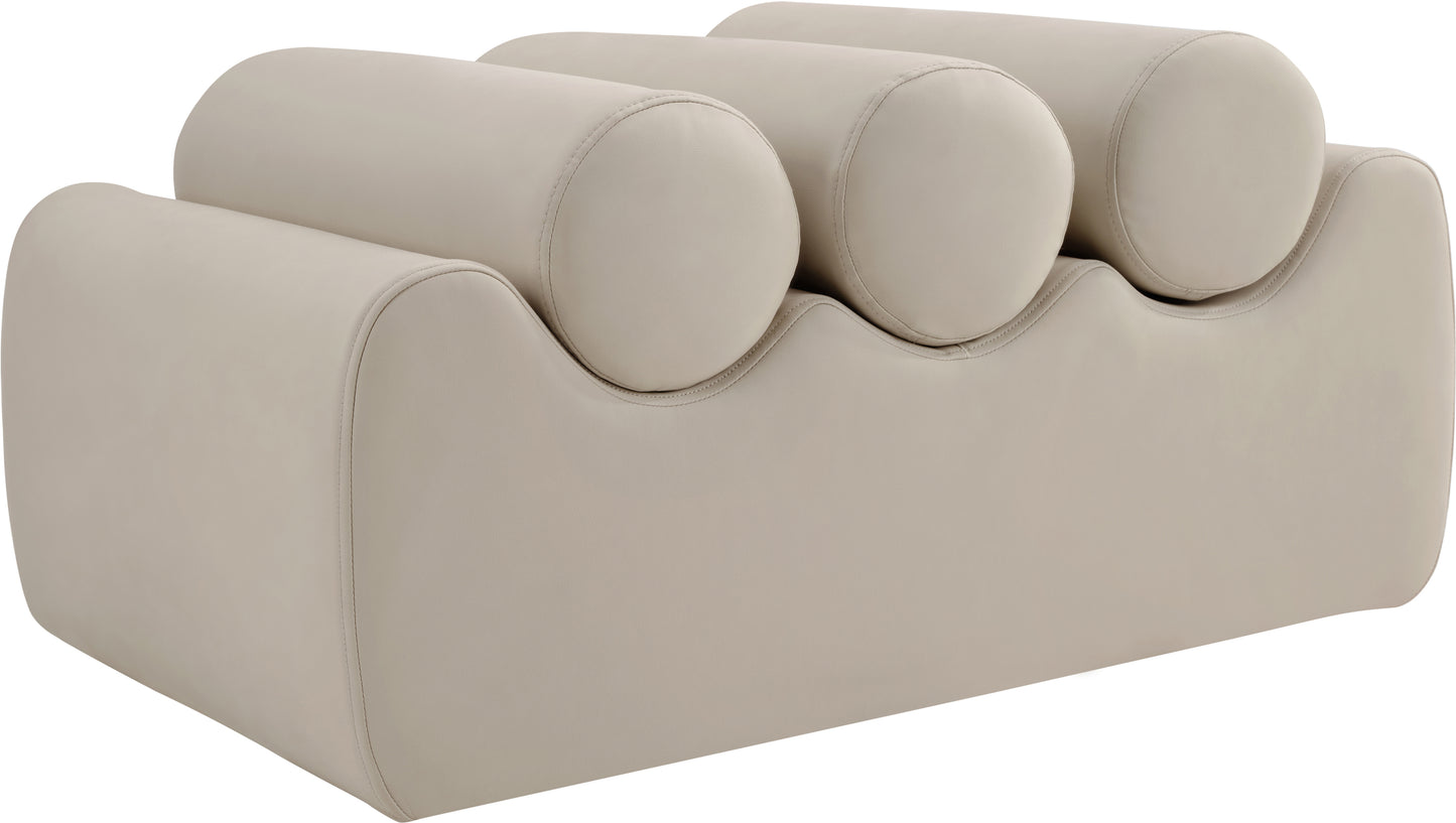 revive taupe vegan leather bench