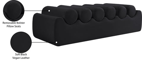 Laurel Black Vegan Leather Upholstered Bench, 1 Piece (Style 3)