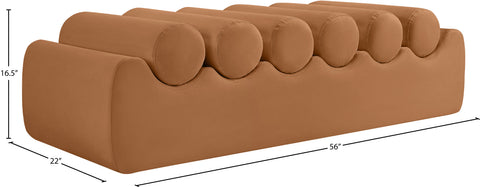 Laurel Cognac Vegan Leather Upholstered Bench, 1 Piece (Style 3)