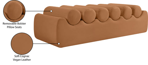 Laurel Cognac Vegan Leather Upholstered Bench, 1 Piece (Style 3)