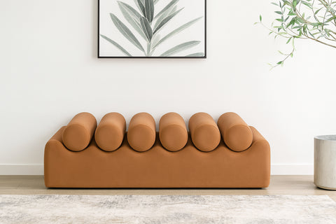 Laurel Cognac Vegan Leather Upholstered Bench, 1 Piece (Style 3)