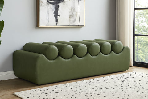 Laurel Green Vegan Leather Upholstered Bench, 1 Piece (Style 2) (Style 2)