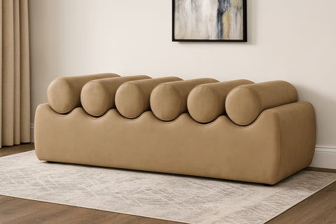Laurel Tan Vegan Leather Upholstered Bench, 1 Piece (Style 2) (Style 2)