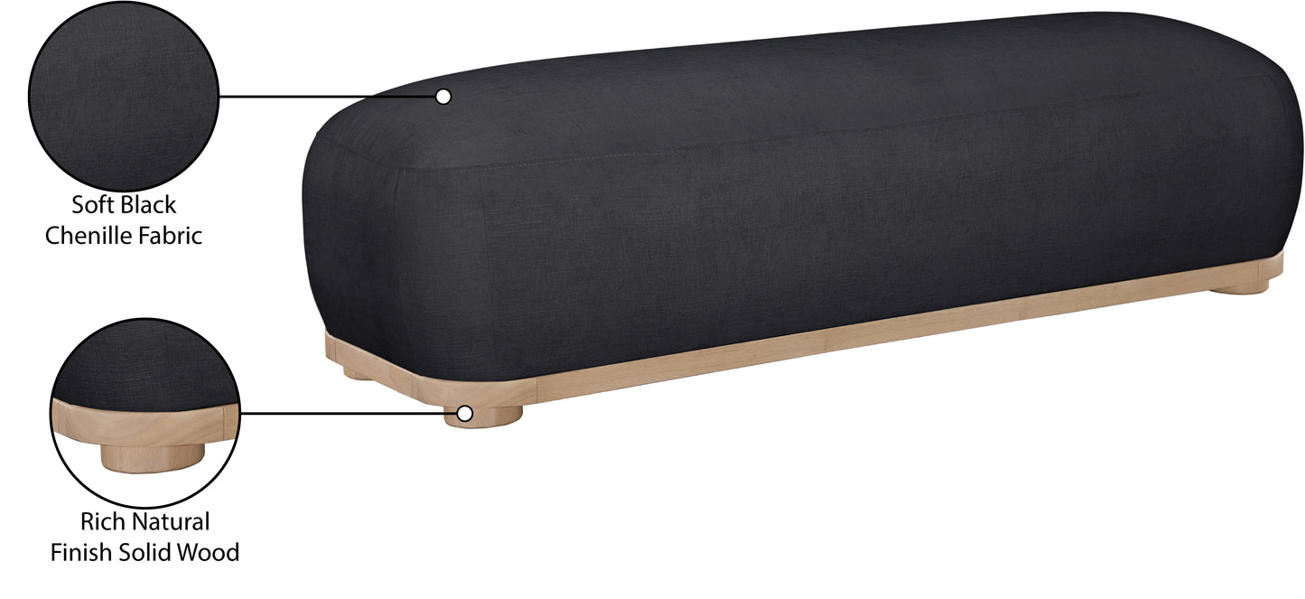 beverwil black chenille fabric bench