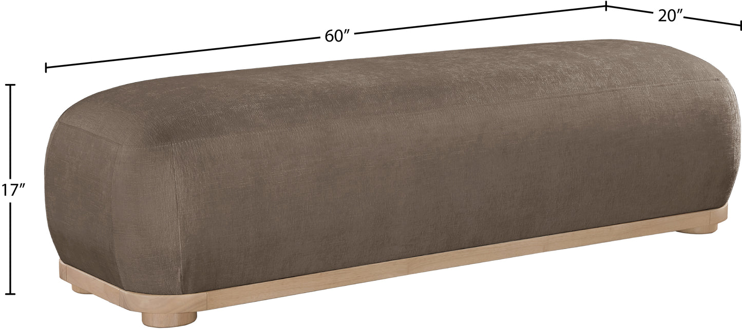 beverwil brown chenille fabric bench