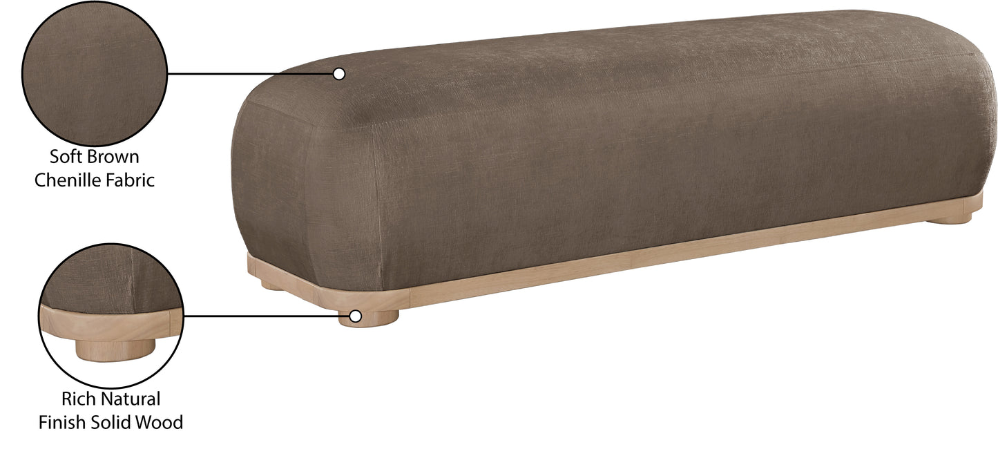 beverwil brown chenille fabric bench