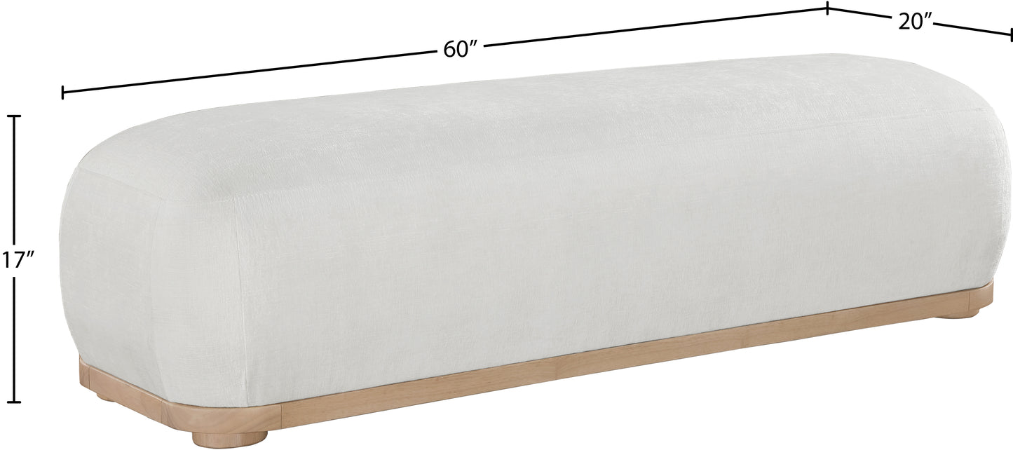 beverwil cream chenille fabric bench