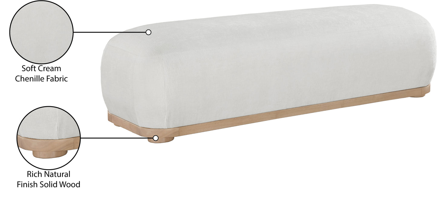 beverwil cream chenille fabric bench