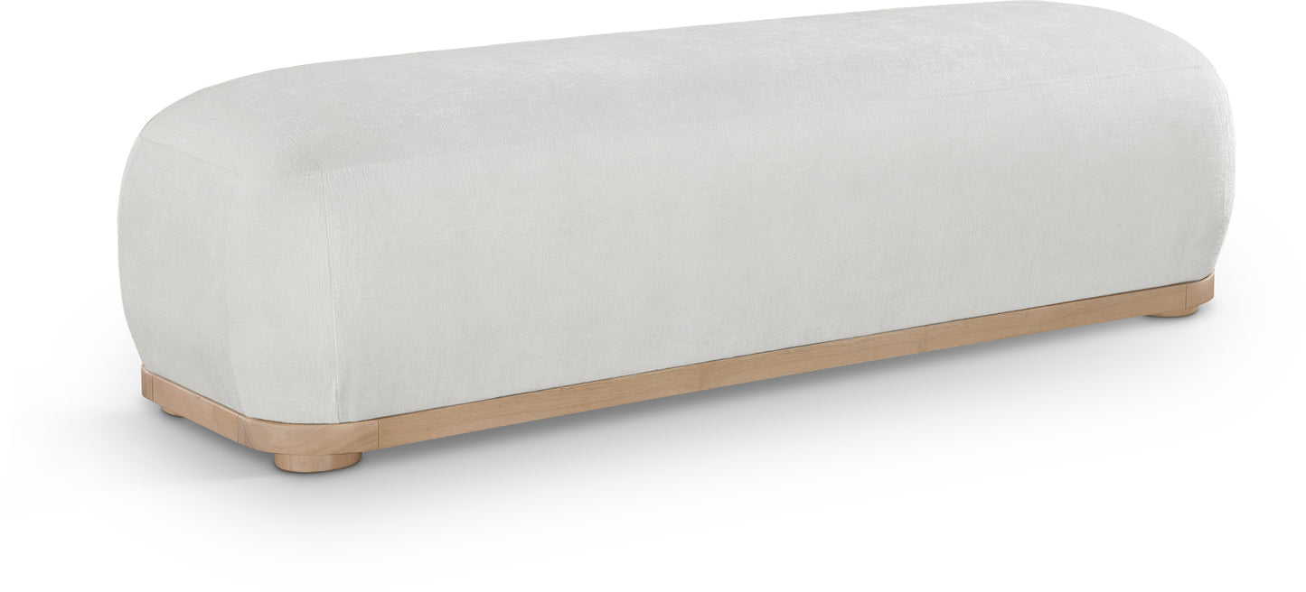 beverwil cream chenille fabric bench