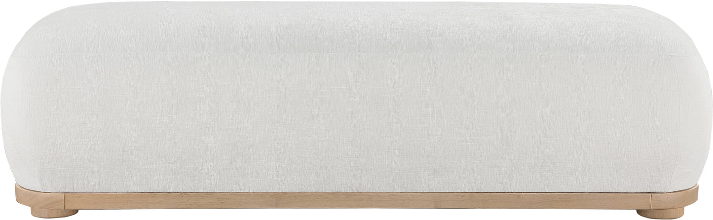 beverwil cream chenille fabric bench