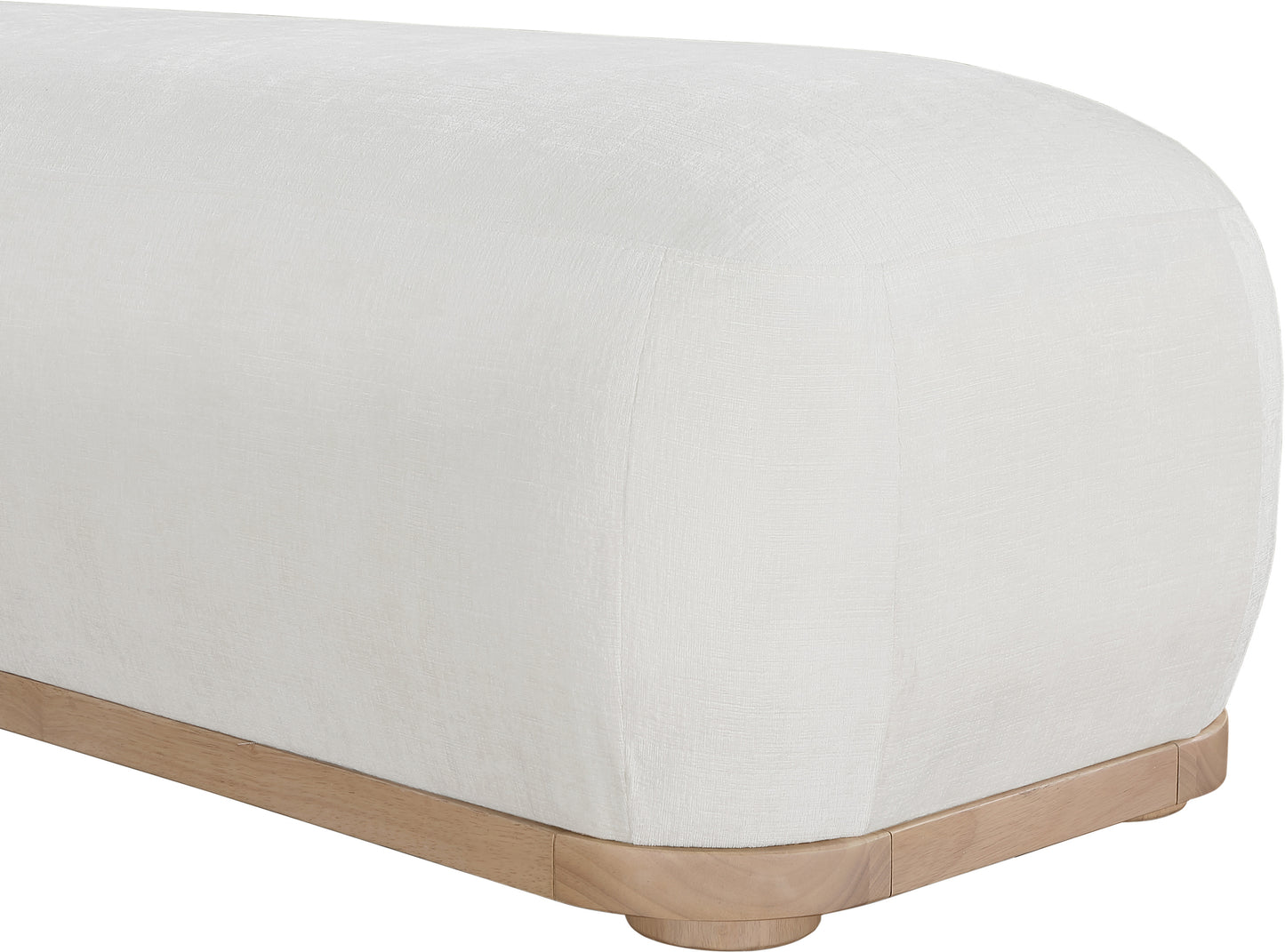 beverwil cream chenille fabric bench