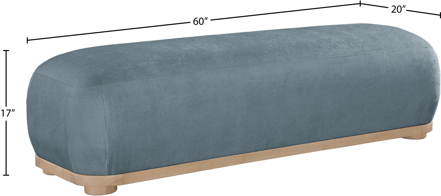 beverwil light blue chenille fabric bench