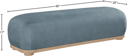 Beverwil Light Blue Chenille Fabric Bench