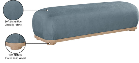 Beverwil Light Blue Chenille Fabric Bench