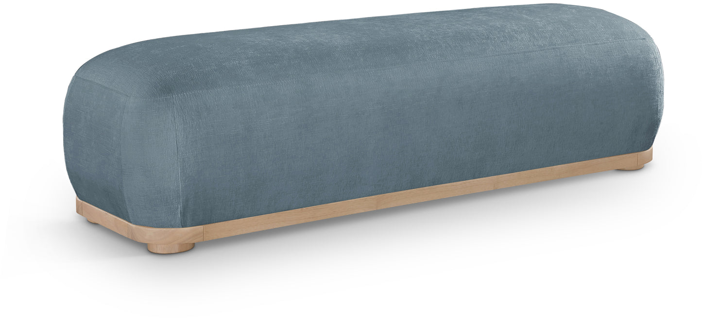 beverwil light blue chenille fabric bench