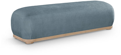 Beverwil Light Blue Chenille Fabric Bench