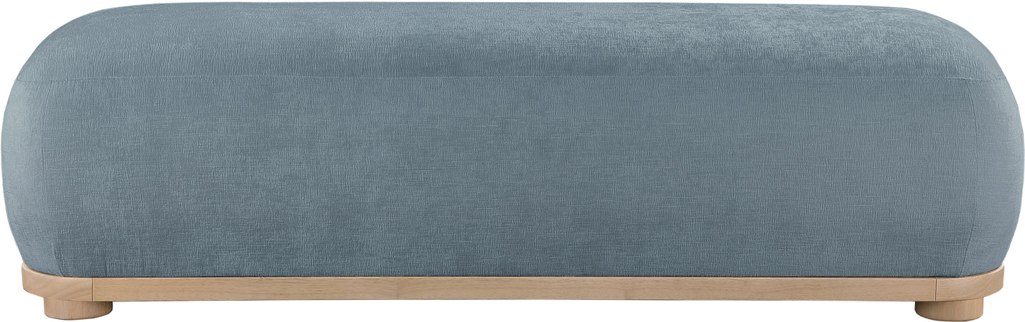 beverwil light blue chenille fabric bench