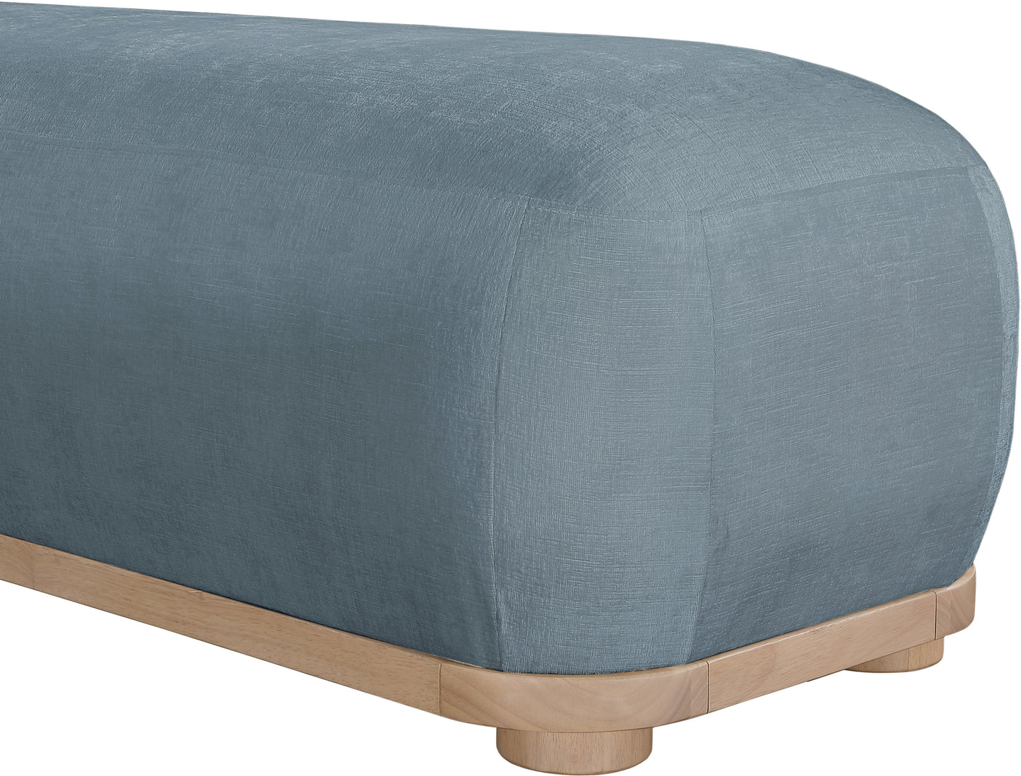 beverwil light blue chenille fabric bench