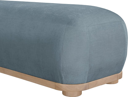 Beverwil Light Blue Chenille Fabric Bench