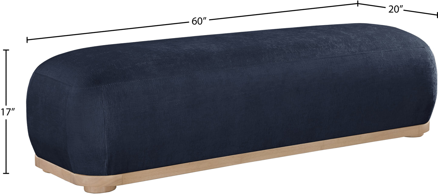 beverwil navy chenille fabric bench