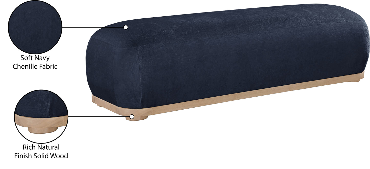 beverwil navy chenille fabric bench