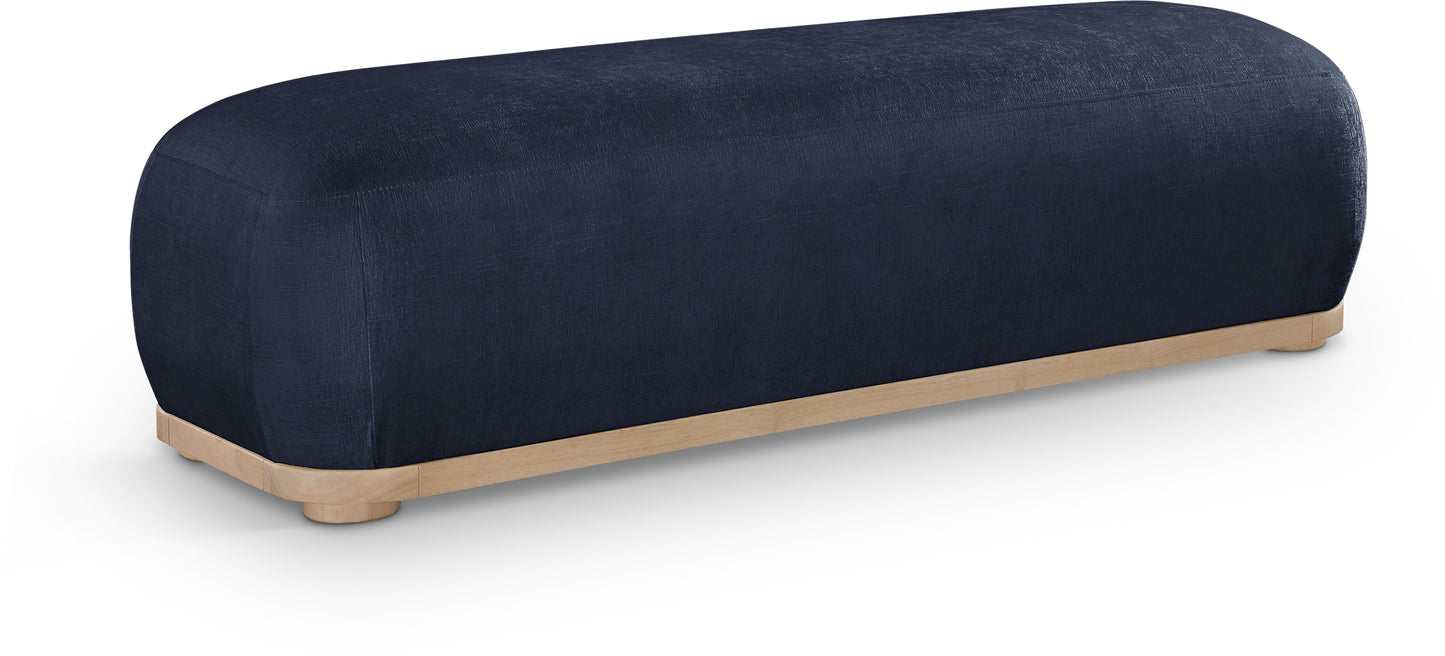 beverwil navy chenille fabric bench