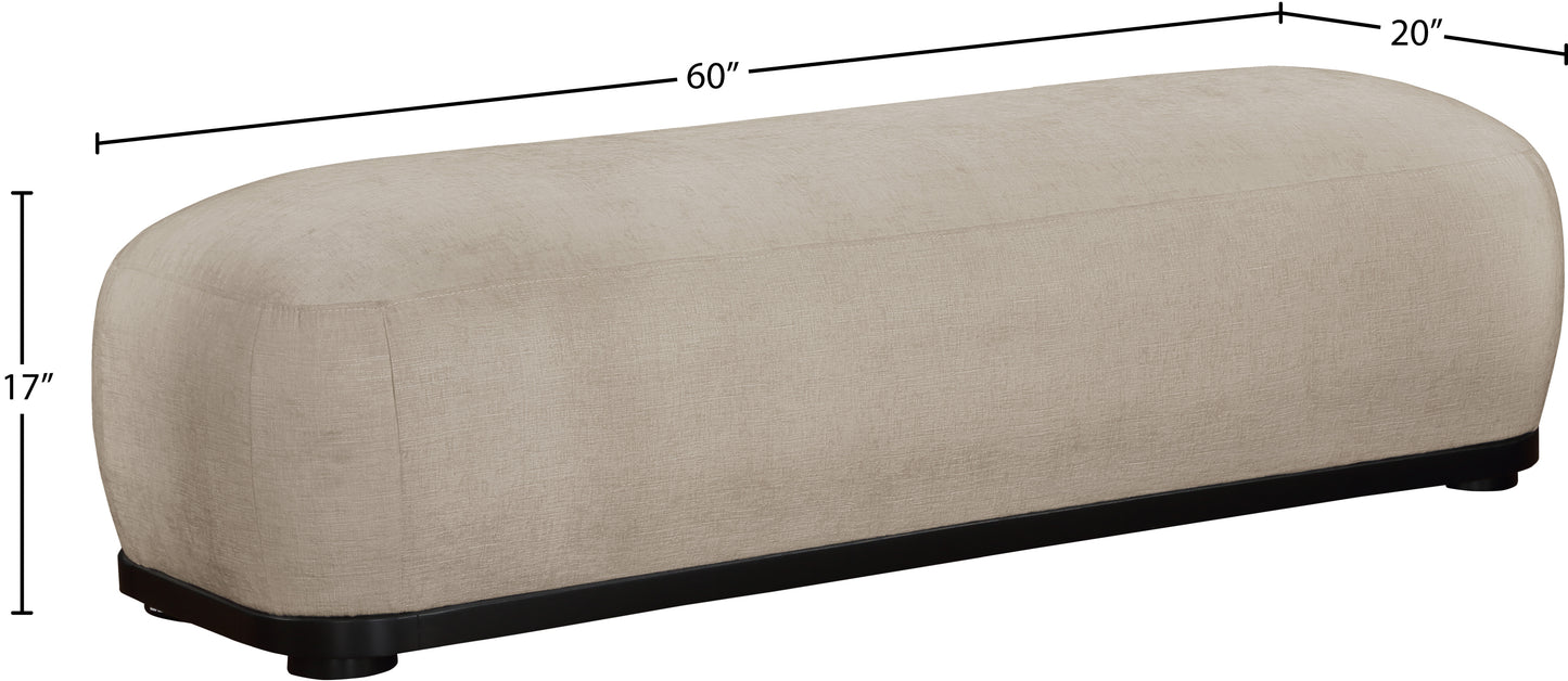 beverwil beige chenille fabric bench