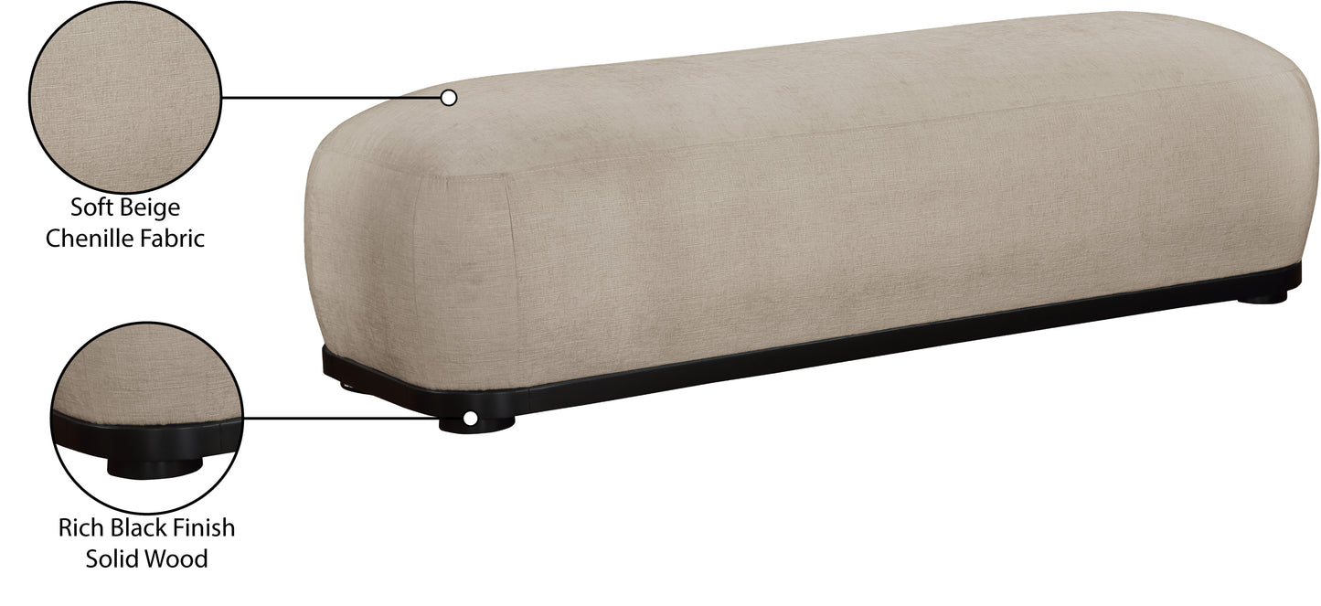 beverwil beige chenille fabric bench