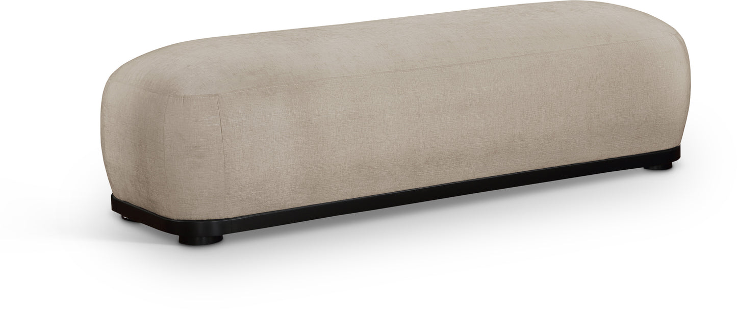 beverwil beige chenille fabric bench