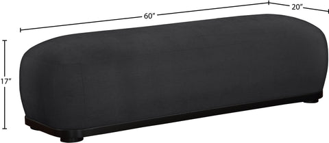 Nova Black Chenille Fabric Upholstered Bench, 1 Piece (Style 2)