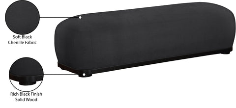 Nova Black Chenille Fabric Upholstered Bench, 1 Piece (Style 2)