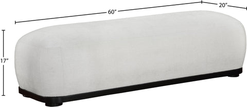 Nova Cream Chenille Fabric Upholstered Bench, 1 Piece (Style 2)