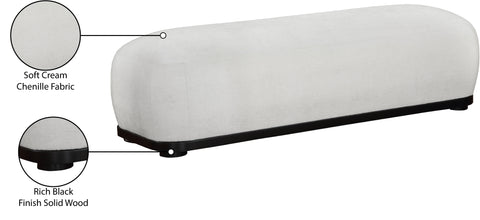 Nova Cream Chenille Fabric Upholstered Bench, 1 Piece (Style 2)