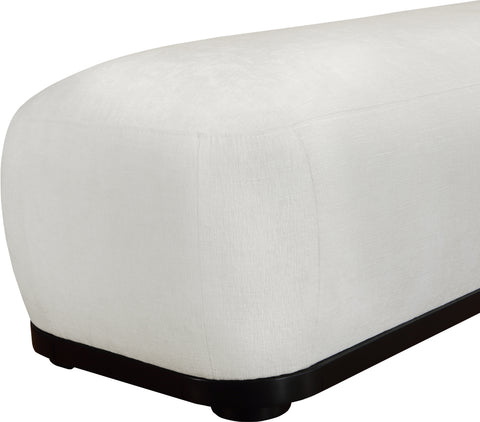 Nova Cream Chenille Fabric Upholstered Bench, 1 Piece (Style 2)