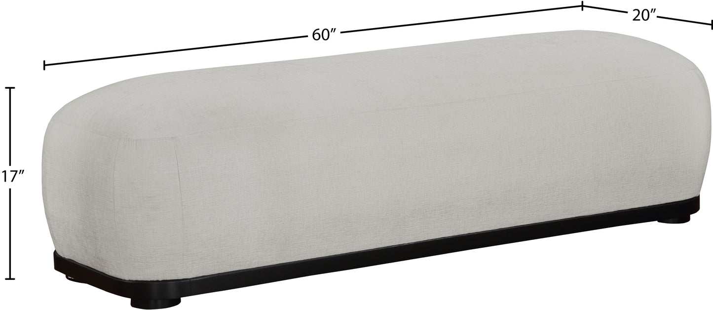 beverwil grey chenille fabric bench