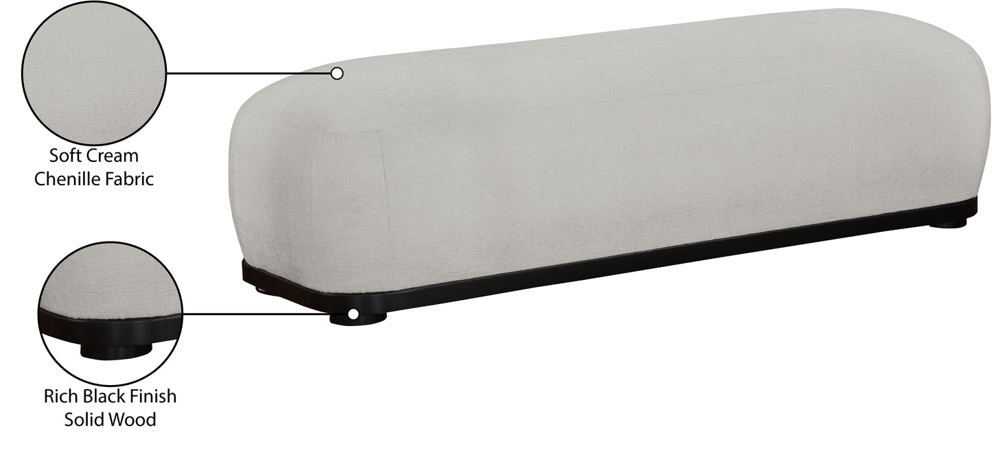 beverwil grey chenille fabric bench