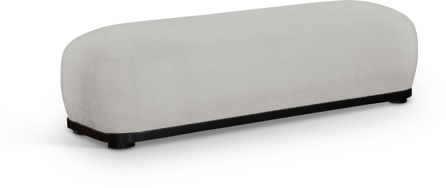 beverwil grey chenille fabric bench