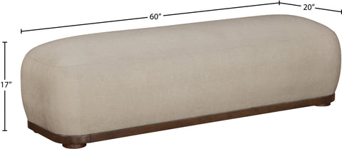 Nova Beige Chenille Fabric Upholstered Bench, 1 Piece (Style 2)