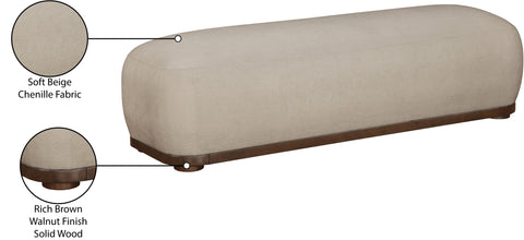 Nova Beige Chenille Fabric Upholstered Bench, 1 Piece (Style 2)