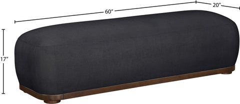 Nova Black Chenille Fabric Upholstered Bench, 1 Piece (Style 3)