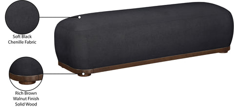 Nova Black Chenille Fabric Upholstered Bench, 1 Piece (Style 3)
