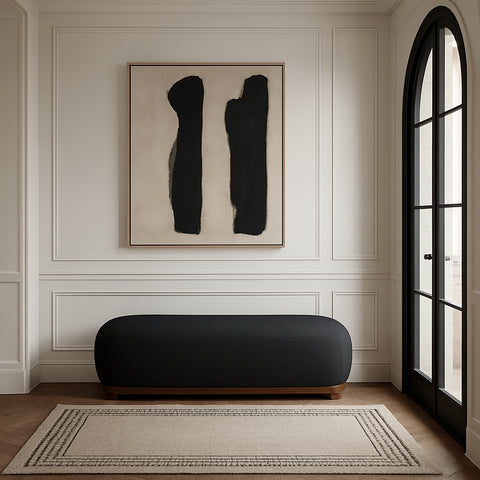 Nova Black Chenille Fabric Upholstered Bench, 1 Piece (Style 3)