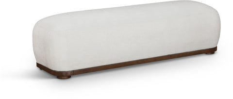 Nova Cream Chenille Fabric Upholstered Bench, 1 Piece (Style 3)
