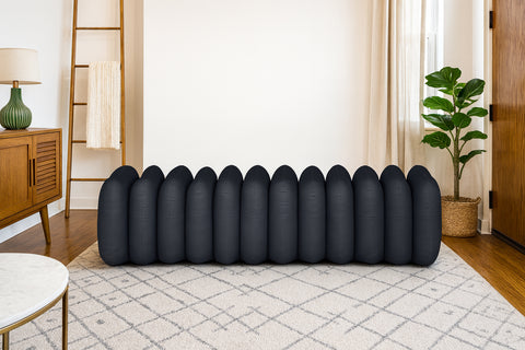 Celine Black Vegan Leather Upholstered Bench, 1 Piece