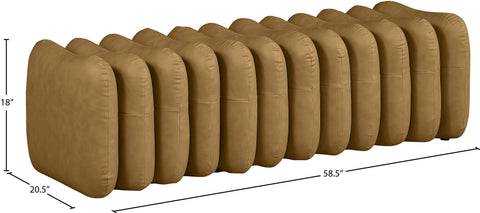Celine Brown Vegan Leather Upholstered Bench, 1 Piece