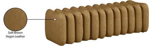 Celine Brown Vegan Leather Upholstered Bench, 1 Piece