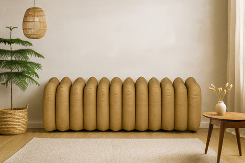 Celine Brown Vegan Leather Upholstered Bench, 1 Piece